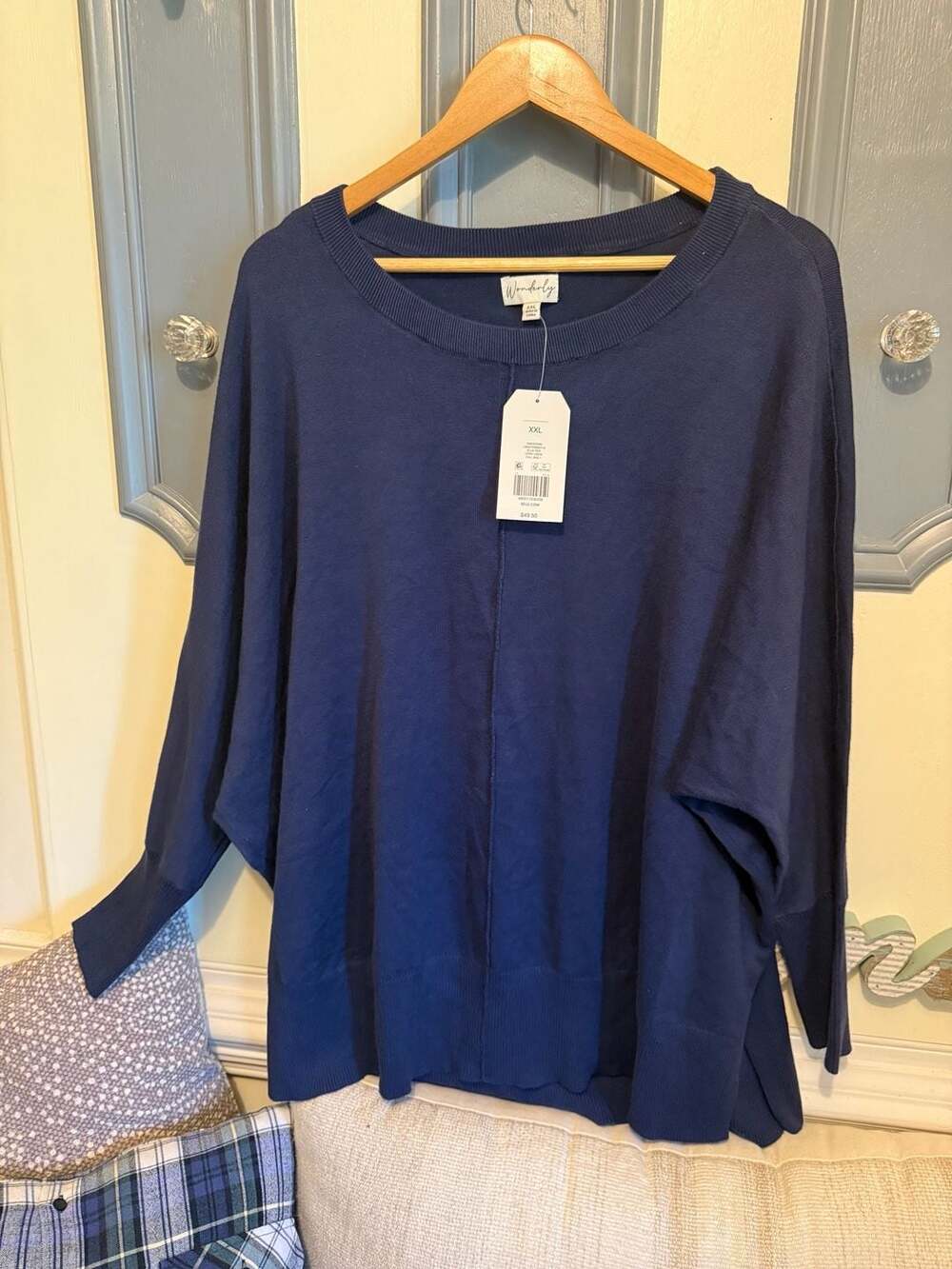 Wonderly Sweater Size XXL Blue Pen Core Crew